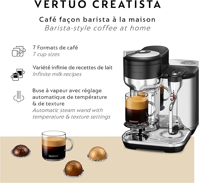 Nespresso Vertuo Creatista Coffee and Espresso Maker by Breville Black Truffle