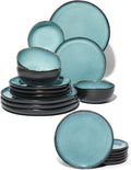 18 piece Stoneware Dinnerware Sets Green Black