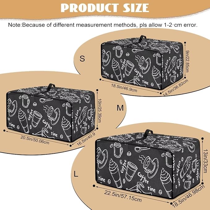 Coffee Graffiti Toaster Oven Cover Heavy Duty Heat-resistant Protective Case Faux Linen Polyester Protector with Handle &amp Pockets for Everyday Home Kitchens