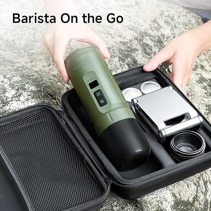 HIBREW H4C Explorer - Portable Electric Espresso Maker USB-C Rechargeable for Coffee Pods &amp Ground Coffee Compact for Home and Travel with Foldable Holder &amp Carrying Case