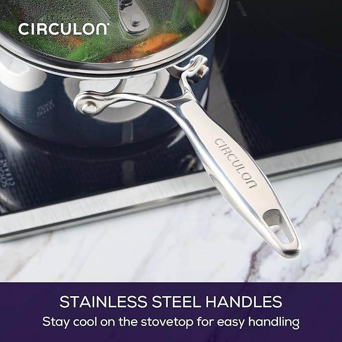 Circulon Scratch Defense Stainless Steel Pan Set: 4 Piece Induction Hob Frying Pans and Saucepans Set with Extreme Non Stick Induction &amp All Hob Suitable