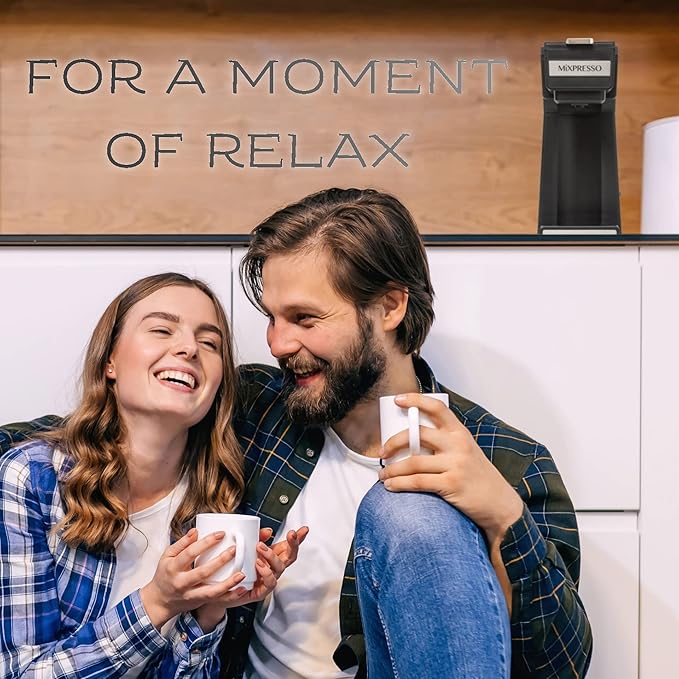 Mixpresso Coffee Maker Single Serve For Ground Coffee &amp Compatible With K Cup Pods With 14oz Travel Mug &amp Reusable Filter For Home Office &amp Camping.
