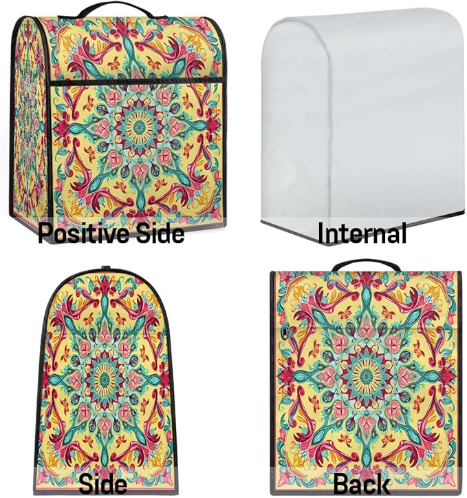 cfpolar Kitchen Aid Mixer Cover Compatible with 6-8 Quarts Mandala Art Flowers Stand Mixer Cover Kitchen Aid Mixers Accessories Appliance Organizer Bag Dust Covers with Zipper Pocket