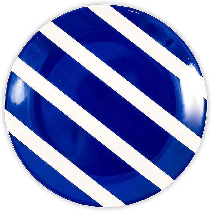 Camco 12 Piece Melamine Dishware Set - Features Blue and White Nautical Design - Includes 4 Bowls 4 Salad Plates &amp $ Dinner Plates - Dishwasher Safe Dish Set (41951) (Pack of 2)