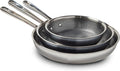 T-fal HybridMesh Tri-Ply Stainless Steel 3 Piece Frypan Cookware Set 8 10.25 12 Inch Induction Oven Safe 500F Metal Utensil Safe Pots and Pans Dishwasher Safe Needs Pre-Heating Silver/Black