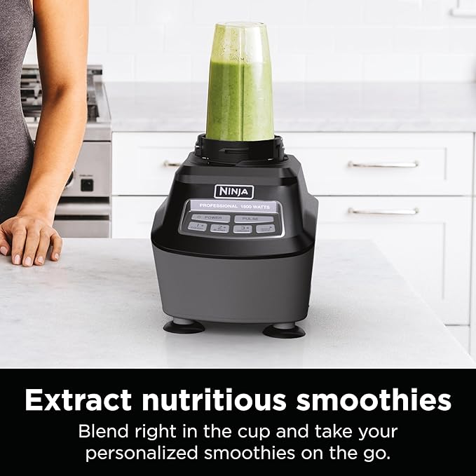 Ninja Kitchen System | All-in-One Food Processor &amp Blender for Smoothies | Includes Pitcher Travel Cup &amp 8-Cup Bowl | Makes Salsa Dough Shakes &amp Frozen Drinks | 120 Volts | Black | BL