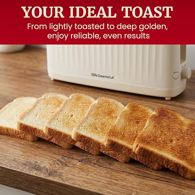 Elite Gourmet ECT2517C SLIMTOAST™ 2-Slice Long Slot Toaster Cool-touch Body 6 Toast Settings &amp Cancel Function Extra Wide 1.5” Slot Easily Fits Breads English Muffins Bagels &amp Waffles C