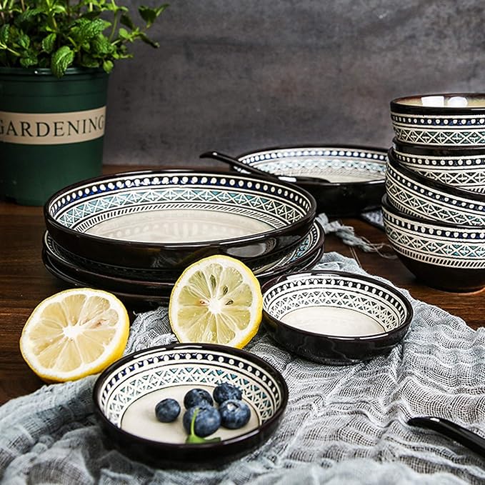 Ceramic Dinnerware Set Relief Craft Dinnerware Set With Dinner Plates Bowls And Mugs Plate Set