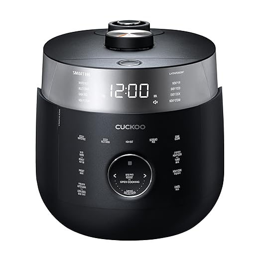 CUCKOO Twin Pressure Rice Cooker 6-Cup Uncooked / 12-Cup Cooked with Induction Heating Technology 19 Menu Modes with Voice Guide Full Stainless Steel Inner Pot Black (CRP-LHTAR0609FB)