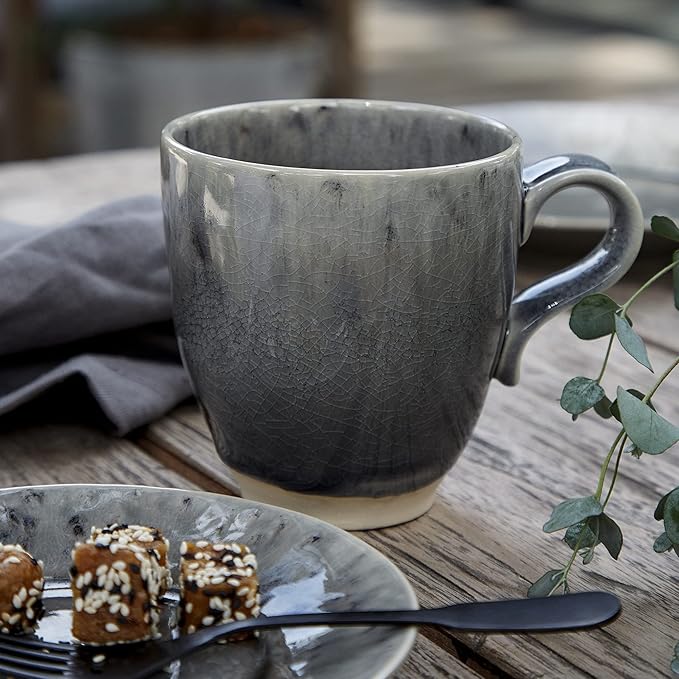 Costa Nova Ceramic Stoneware 5-Piece Place Setting Service for 1 - Madeira Collection Grey | Microwave &amp Dishwasher Safe Dinnerware Set | Food Safe Glazing | Restaurant Quality Tableware