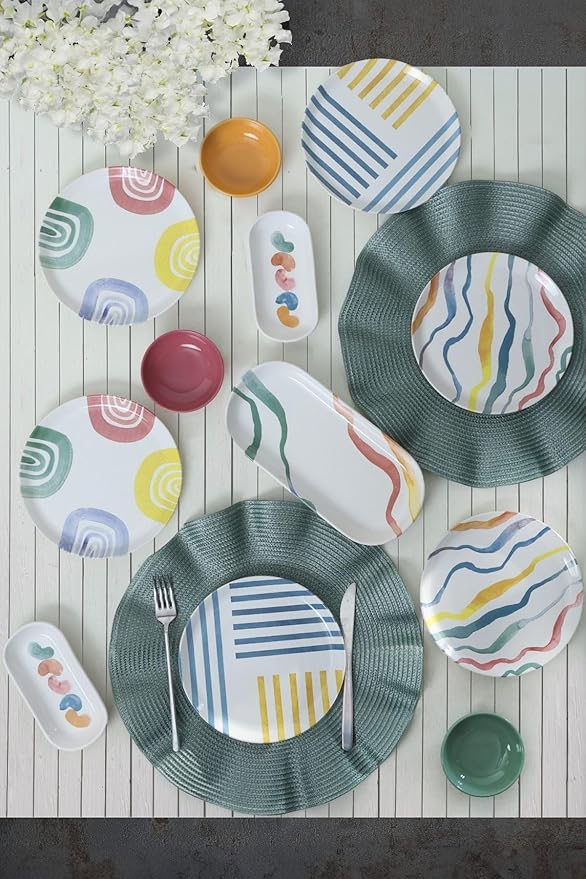 Dinnerware Set - Ethnic - 13 Pieces - 6 Persons - Stoneware