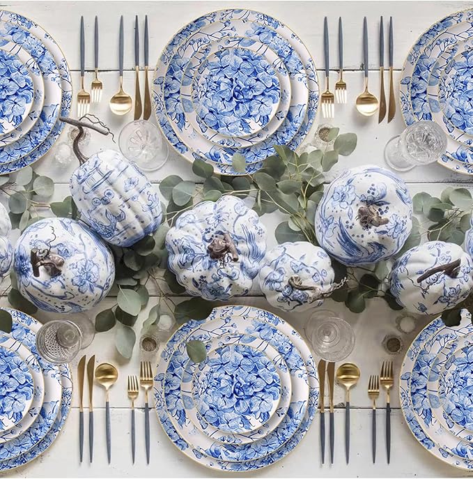 Bone China Dinnerware Sets Service for 4Delicate afternoon tea Dinnerware SetSteak Dinner Plates Dish Set Includes coffee cupIntegrates the nature European blue hydrangea flower
