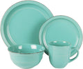 American Atelier Round Dinnerware Sets | Aqua Blue Kitchen Plates Bowls and Mugs | 16 Piece Stoneware Madelyn Collection | Dishwasher &amp Microwave Safe | Service for 4