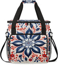 Flowers Floral Design Coffee Maker Travel Bag for Keurig K-Mini/K-Mini Plus Insulated Waterproof Tote with Pockets for K-Cup Portable Single-Serve Brewer Case