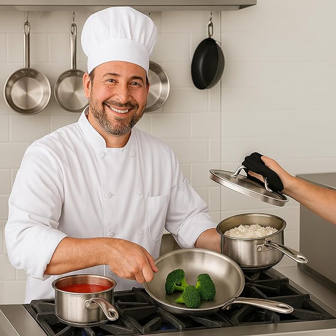 Stainless Steel Cookware Set Induction Cookware 16 Qt Stockpot With Lid 2 Qt And 3.5 Qt Saucepans And Frying Pan (7 Piece)