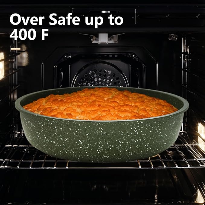 10 Pcs Pots and Pans Set Non Stick Nonstick Kitchen Cookware Sets Detachable Handle Induction Pots and Pans Set with Removable Handle RV Cookware for Camping Oven Safe PFOS PFOA Free Green