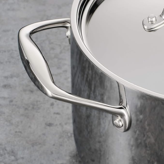 Tramontina Signature Tri-Ply Clad Stainless Steel 12-Piece Cookware Set with Lids Pots and Pans Kitchen Set Induction-Ready Dishwasher-Safe NSF-Certified Made in Brazil