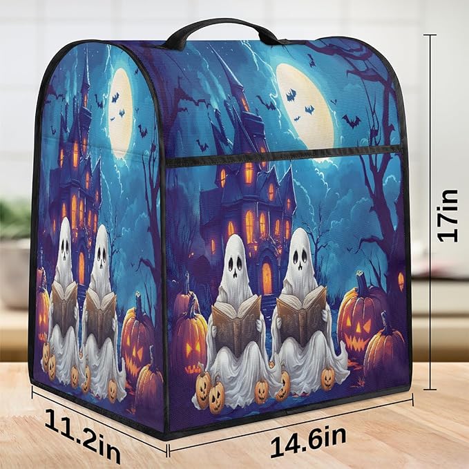 cfpolar Kitchen Aid Mixer Cover Compatible with 6-8 Quarts Pumpkin Ghosts Castle Stand Mixer Cover Kitchen Aid Mixers Accessories Appliance Organizer Bag Dust Covers with Zipper Pocket