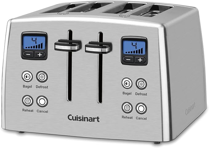 Cuisinart CPT-435 Countdown 4-Slice Stainless Steel Toaster &amp DCC-3200P1 Perfectemp Coffee Maker 14 Cup Progammable with Glass Carafe Stainless Steel