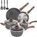 Granite Pots and Pans Set Non Stick 11 Piece Die-Cast Induction Cookware Set Nonstick Kitchen Cooking Set w/Frying Pans &amp Saucepans PFOA Free