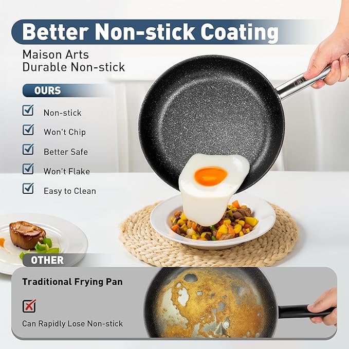 DishDelight Pots and Pans Set Nonstick Ceramic Kitchen Cookware Sets Nonstick Induction Cookware Cooking Pan Set with Frying Pans Saucepans Added Plasma Diamond Blue