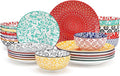 vancasso SELENE Plates and Bowls Set for 6 24 Pieces Dinnerware Sets Mircowave and Dishwasher Safe Dishes Set Porcelain Muted Dinnerware
