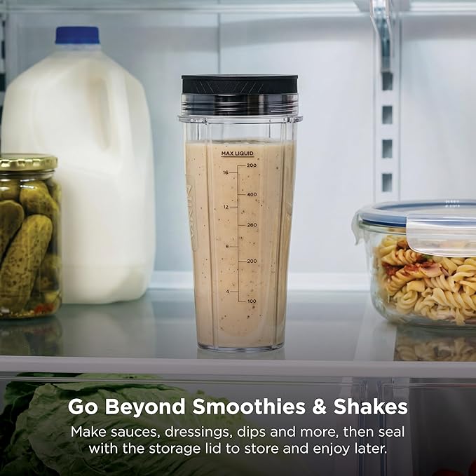 Ninja BN301 Nutri-Blender Plus Compact Personal Blender 900-Peak-Watt Motor Frozen Drinks Smoothies Sauces &amp More (3) 20 oz. To-Go Cups (2) Spout-Lids (1) Storage-Lid Dishwasher Safe Silve