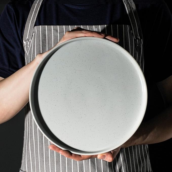 Kitchen Plates and Bowls Set Dinner Set for 4 Handpainted Dinner ware Sets Microwave Safe Plates and Bowls Sets Stone Plate Scratch Resistant (Moonstone)