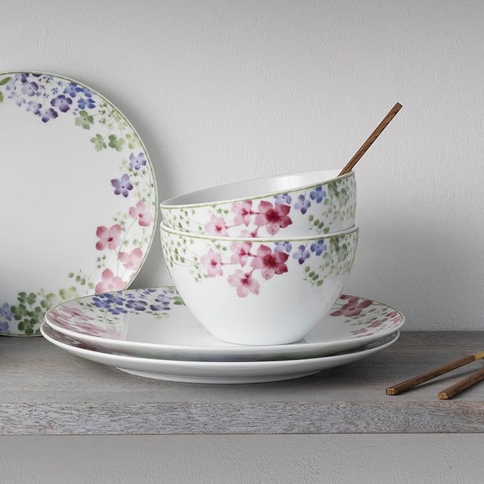 Noritake Bloomington Road Colorful 12-Piece Dinnerware Set Service for 4