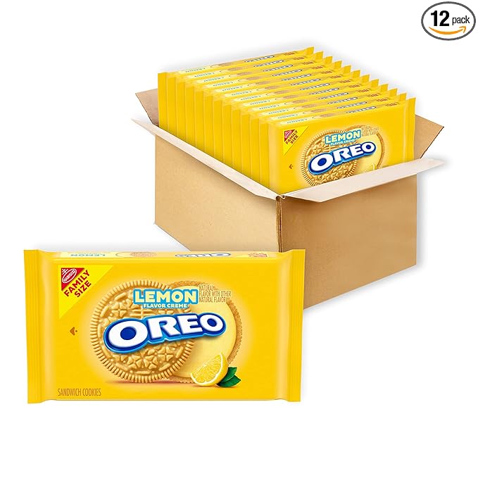 OREO Lemon Creme Sandwich Cookies Family Size 12 - 20 oz Packs