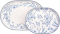 Bico Blue Garden Toile De Jouy 16 plus 12 inch Oval Platters Set Set of 2 Microwave and Dishwasher Safe for Serving Fish Chicken Turkey