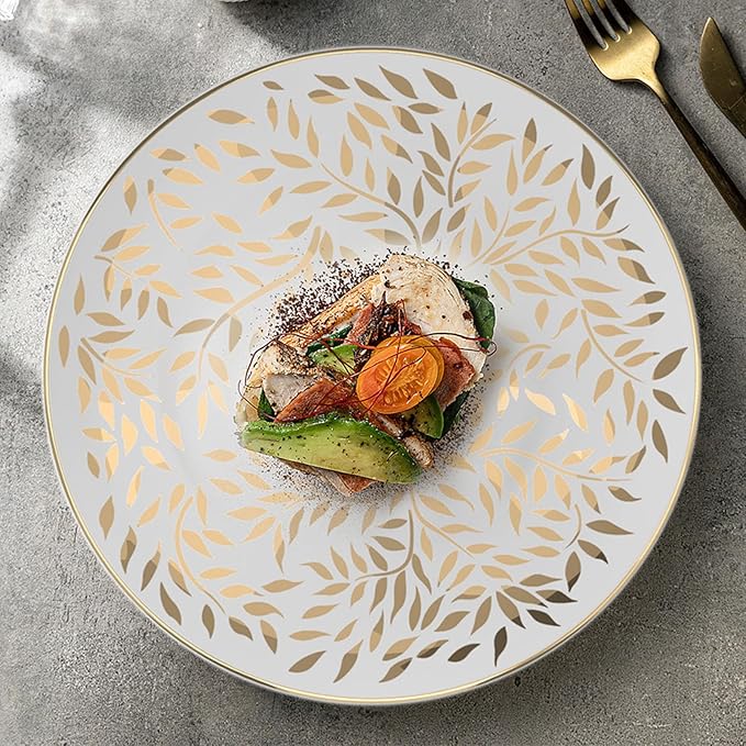 bone china dinnerware sets for 6 kitchen dishes set tableware set for dining include 6.5&amp8&amp10.5&amp12 inch plate European retro style