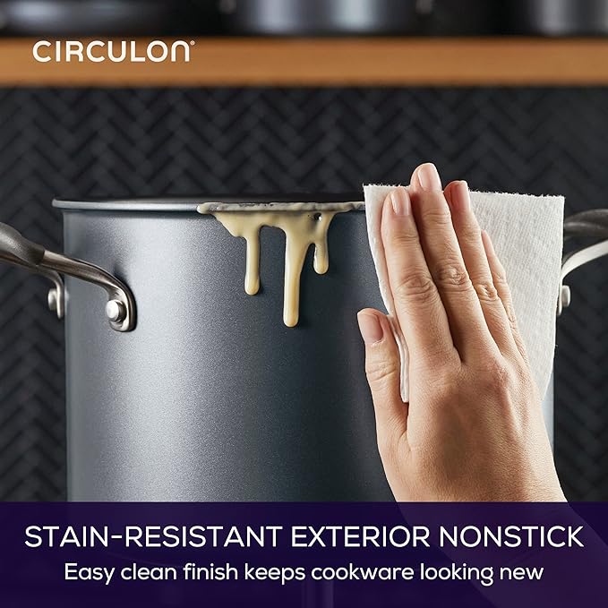 Circulon A1 Series with ScratchDefense Technology Nonstick Induction Stockpot with Lid 8 Quart Graphite