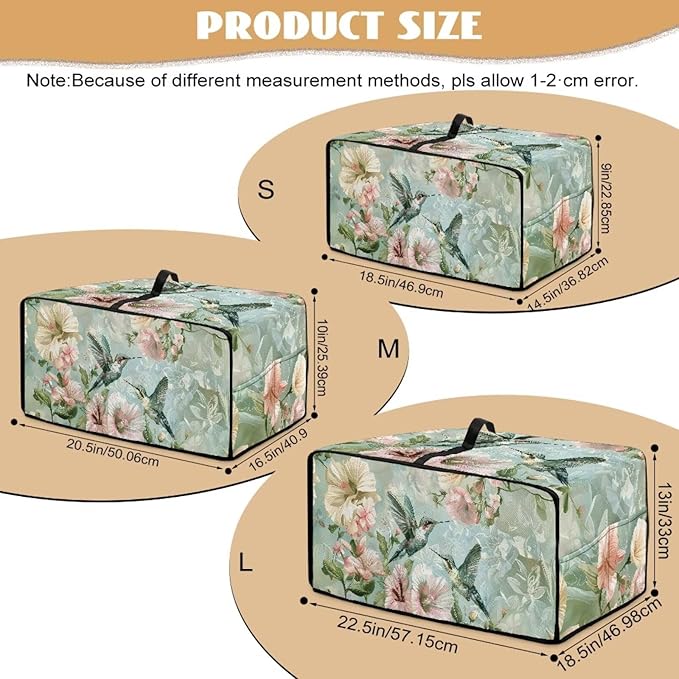 Toaster Oven Heat-Resistant Modern Toaster Oven Heavy Duty Microwave Cover with Storage Side Pockets Protects from Appliances Spills Stain Hummingbird Couple