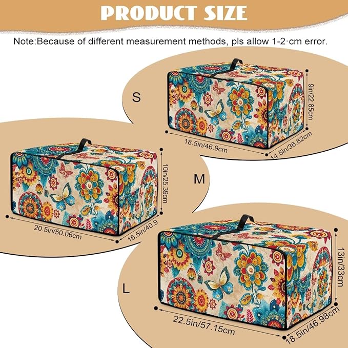 Boho Mandala Print Toaster Oven Cover Wide Slot Butterfly Print Bread Machine Cover with Side Pockets for Kitchen Counter Decorative 18.5 x 14.5 x 9 Green and Orange