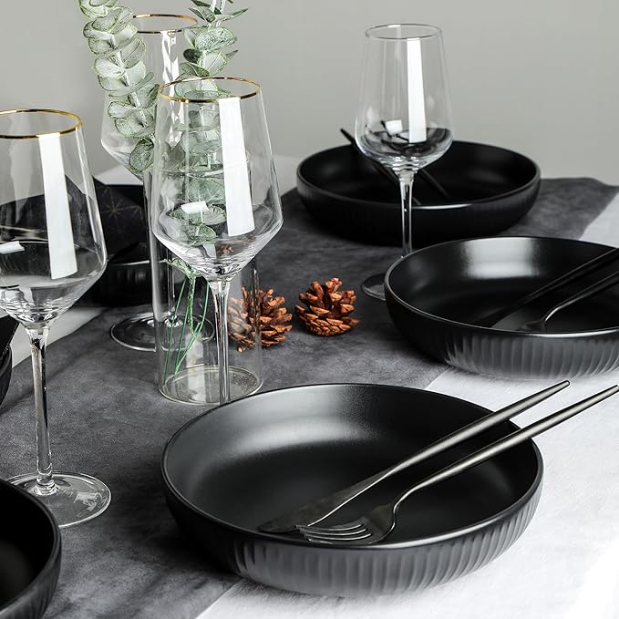 Stone Lain Logan Stoneware Pasta Bowl Set of 4 Black