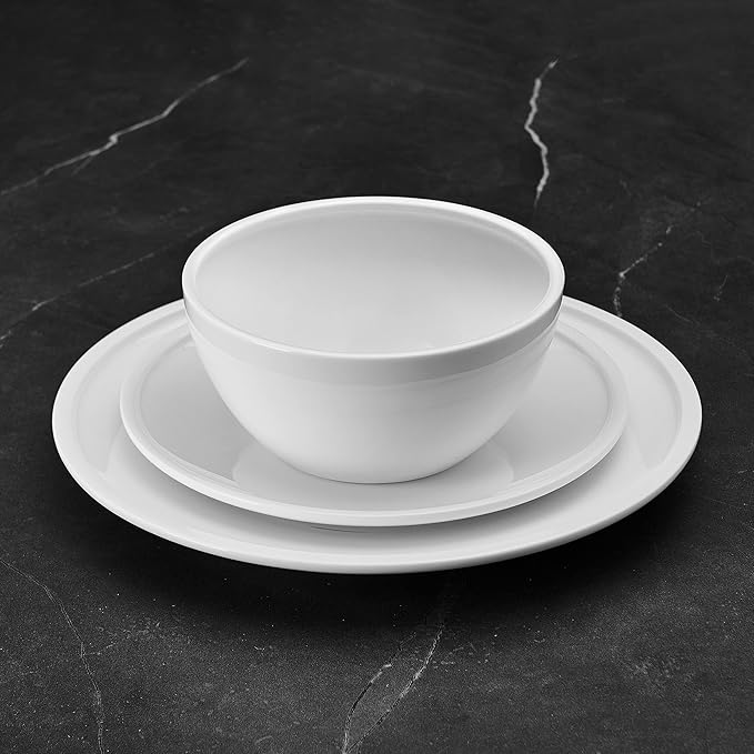 Mikasa Colter Bone China Lightweight Chip Resistant 12 Piece Dinnerware Set Service for 4 White