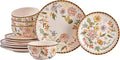 Bico Blooming Moment Ceramic 12 pcs Dinnerware Set Service for 4 Inclusive of 11 inch Dinner Plates 8.75 inch Salad Plates and 26oz Cereal Bowls for Party Microwave &amp Dishwasher Safe