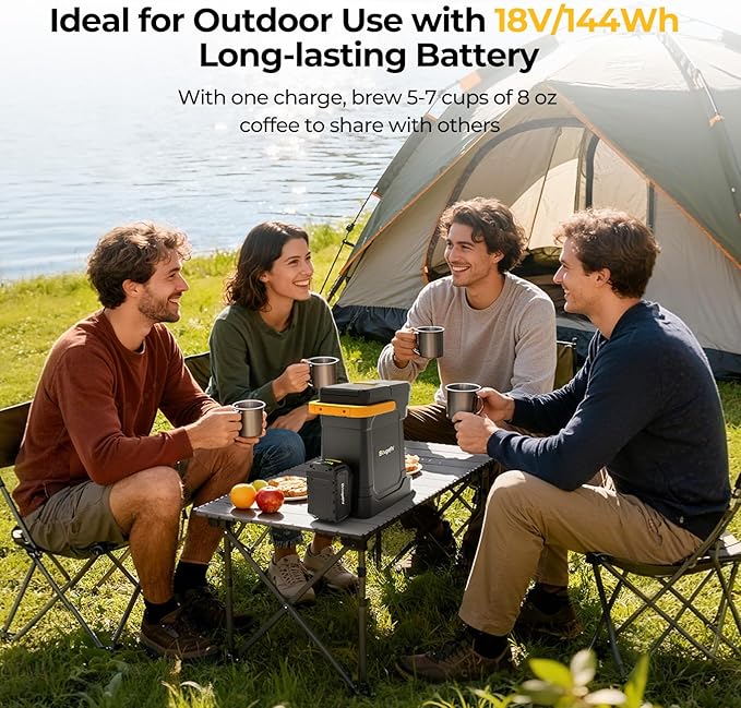 BougeRV Camping Outdoor Camping Electrical Sets 20000mAh Battery Powered Fans and 18V 8Ah Battery Powered Coffee Machine Compatible with K Cup Coffee Pods &amp Ground