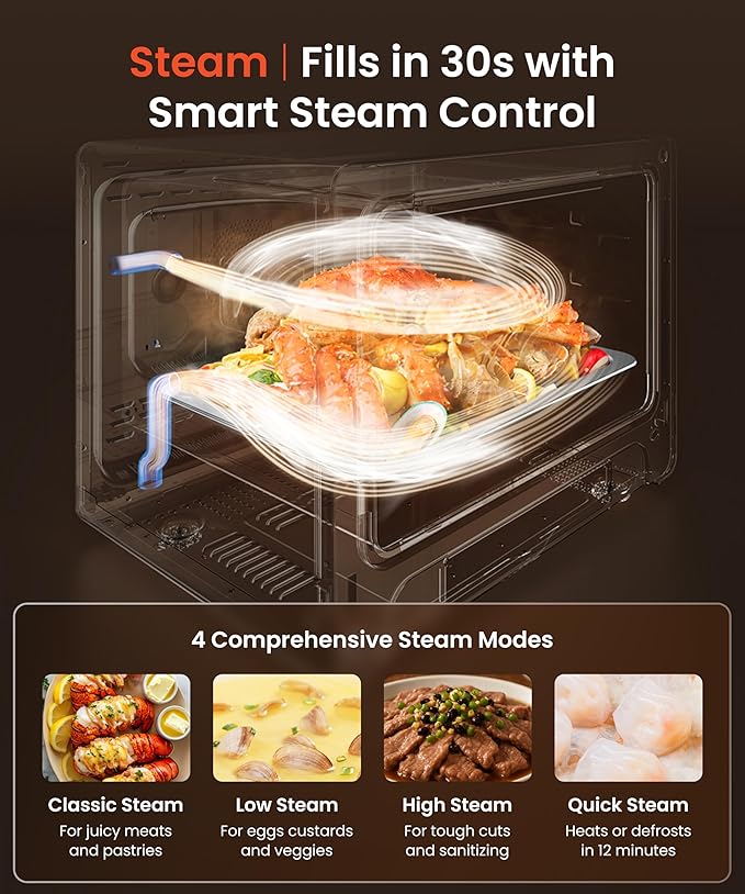 FOTILE HYZK32-E3 ChefCubii 1.1 cu. ft. 4-in-1 Steam-Combi Oven with Steam-Bake Air Fry Convection Dehydrator Functions and 50 Preset MenusWhite