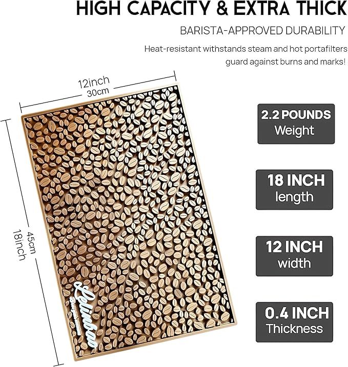 Bar Mats for Countertops Heavy Duty Rubber Mat 3D Coffee Bean Coffee Bar Mat Dish Drying Mat for Kitchen Restaurant Coffee Bar Essentials Non-Slip Drip Tray Mat(Coffee18x12)