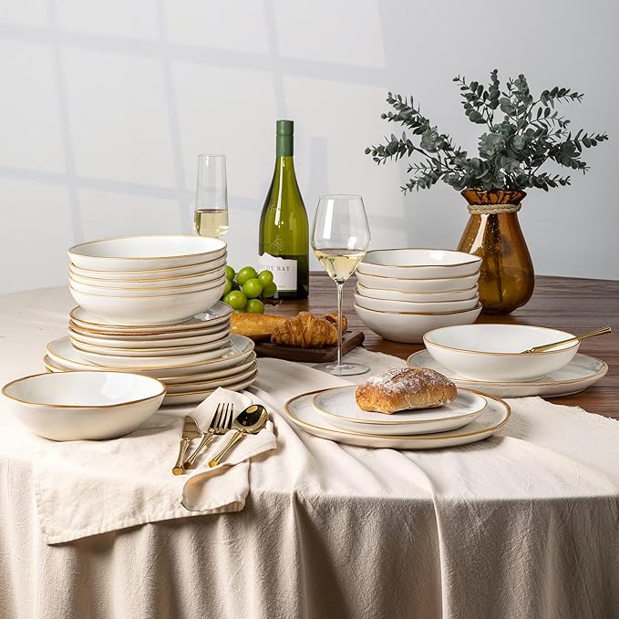 AmorArc Ceramic Dinnerware SetsHandmade Reactive Glaze Stoneware Plates and Bowls SetsHighly Scratch Resistant | Dishwasher &amp Microwave Safe Dishes SetService for 4 (12pc)