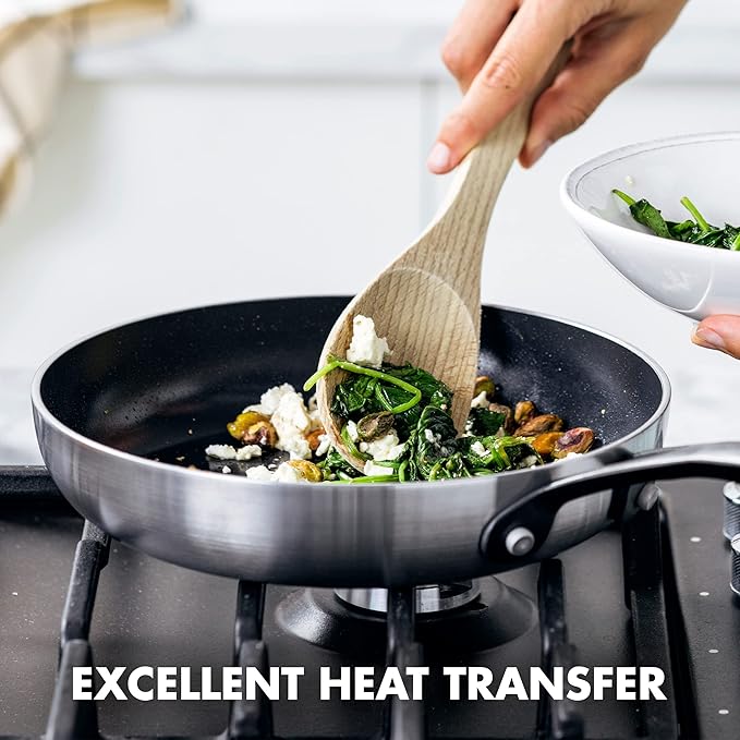 GreenPan Venice Pro Noir Tri-Ply Stainless Steel Healthy Ceramic Nonstick 8 Frying Pan Skillet PFAS-Free Multi Clad Induction Dishwasher Safe Oven &amp Broiler Safe