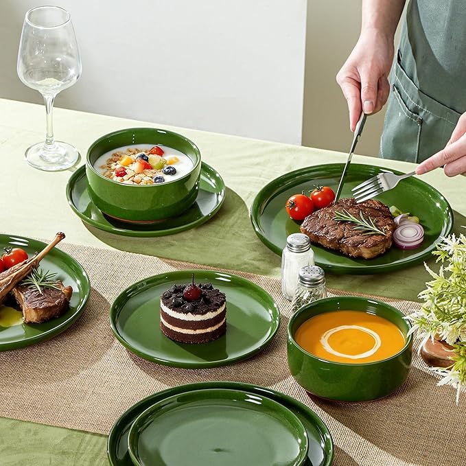 26 OZ Cereal Bowl6 Inch Ceramic Bowl Sets for 4Suitable for Breakfast Soups Oatmeal Ramen Pho Udon and SsobaDishwasher &amp Microwave Safe Handcrafted Bowls SetsElegant Green