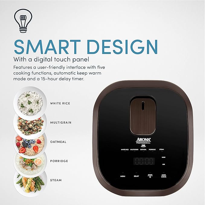 Aroma Housewares Professional 12-Cups (Cooked) / 3Qt. 360° Induction Rice Cooker &amp Multicooker (ARC-7606B) Black 12 Cup