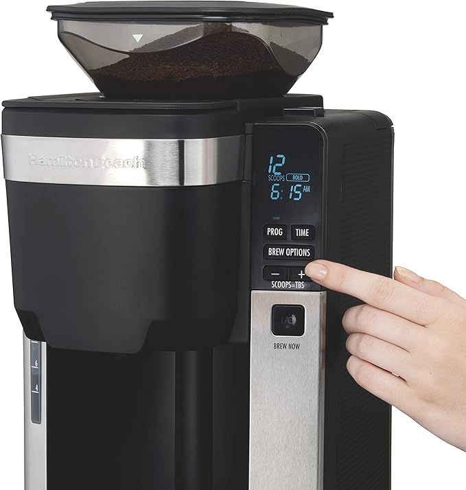 Hamilton Beach 45400 12 Cup Programmable Coffee Maker Automatic Grounds Dispensing for Pre-Ground Coffee Black