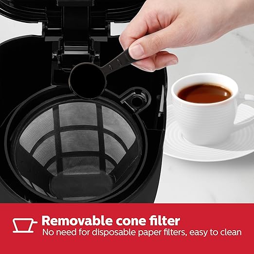 Holstein Housewares 5-Cup Programmable Coffee Maker 25oz Drip Coffee Machine with Auto Brew Timer Pause &amp Serve Compact Design – Perfect for Home Office &amp Dorm Use Black