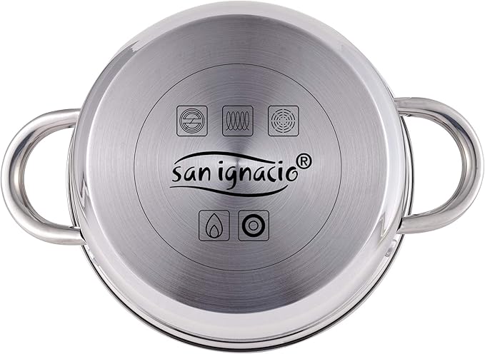 San Ignacio 5pcs stainless steel battery: saucepan Ø16x75 saucepans Ø18x85 and Ø20x95 cm induction Cassel collection 5 pieces