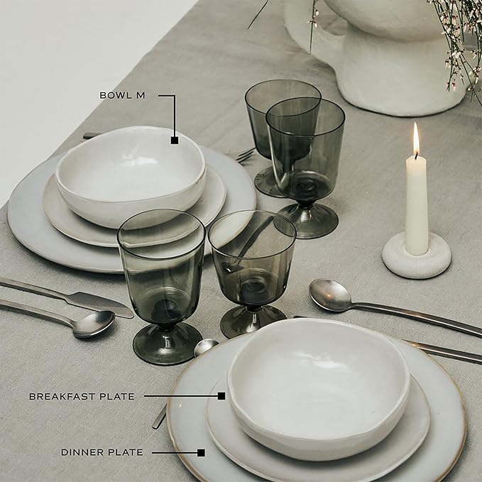 Serax 12-Piece Dinnerware Set for 4 | La Mère tableware by Marie Michielssen | 4 white Dinner Plates 4 Small Plates 4 Bowls | Stoneware Home Kitchen Essentials Sets | Dishware and Dishes