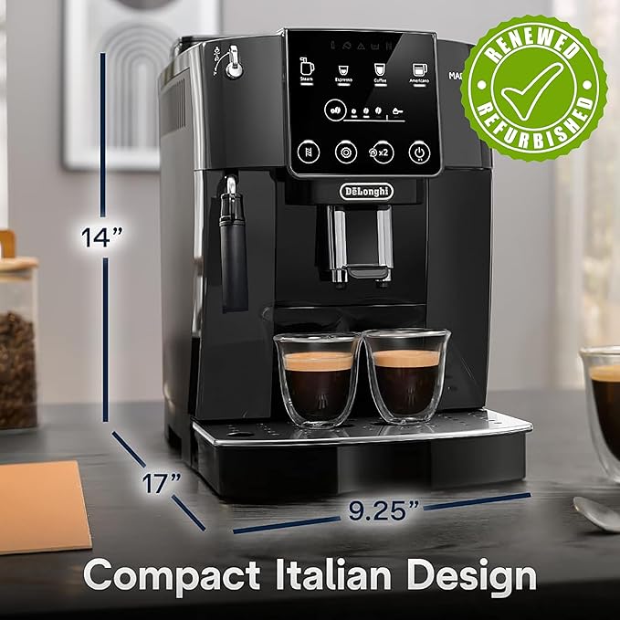 De'Longhi Magnifica Start Automatic Espresso Machine with Manual Frother Black ECAM22022SB (Renewed)